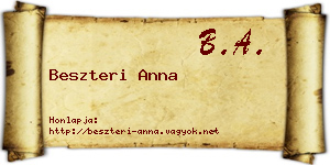 Beszteri Anna névjegykártya