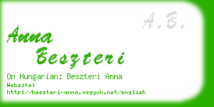 anna beszteri business card